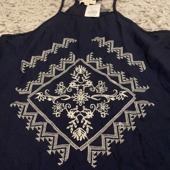 Navy blue boho tank top - Picture 2 of 5